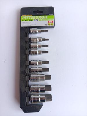 New Pittsburgh 3/8" and 1/2" 9-piece Hex bit socket set SAE