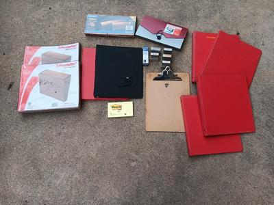 Office supplies - 3 ring binders -stamps - clipboards and more