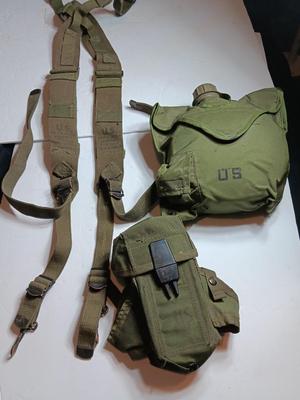 Army canteen suspenders and ammunition/ magazine pouch