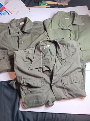 Three Men's shirts - Army Green button up 15 1/2 x 33