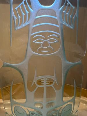 Northwest Coast Luminous Glass Art Totem Limited Edition Signed David Montpetit