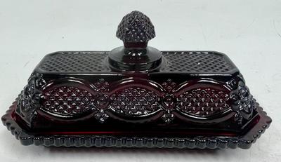Avon Ruby Red Covered Butter Dish Rectangular