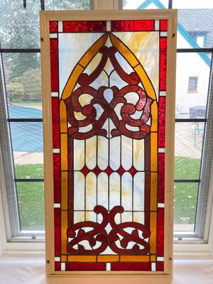 LOT 161: Framed Stained Glass Window / Wall Hanging