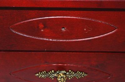 Cherry Finish Jewelry Box with Upholstered Top, Mirror & Drawer 8" x 5" x 5"