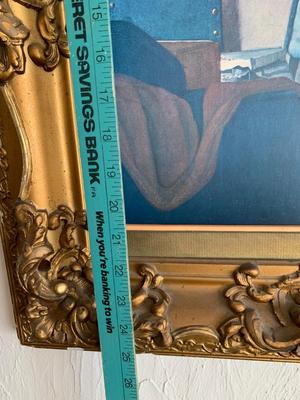 Large Print of Johannes Vermeer painting in ornate gilt gold frame
