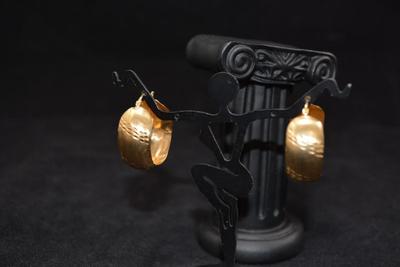 14K Gold Wide Hoop Earrings 5.2g