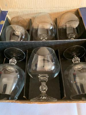 6 VINTAGE Bohemia Crystal Brandy Glasses Claudia by Import Association