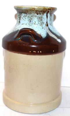 Blue Splash "Milk" Crock Style Jug 7" H x 4 Â¾" Diam.