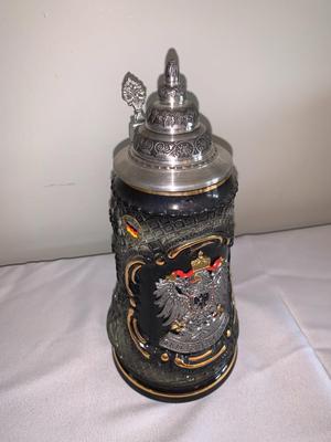 King Stein with hinged pewter lid, Made in Germany