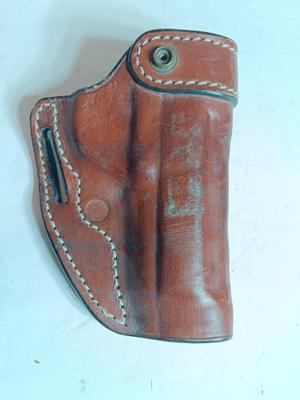 Leather pistol holster - belt mount - missing top snap strap