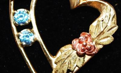 2 Blue Topaz December Birth Stone & Rose Gold Flower Pendant Â¾" W