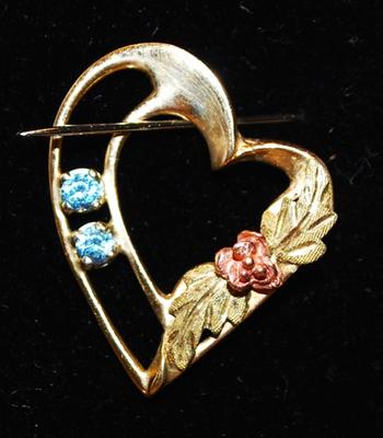 2 Blue Topaz December Birth Stone & Rose Gold Flower Pendant Â¾" W