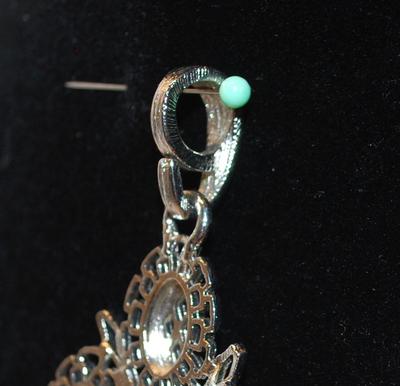 Large 7 Dangles Silver Tone PENDANT 3 Â½" L x 2" W