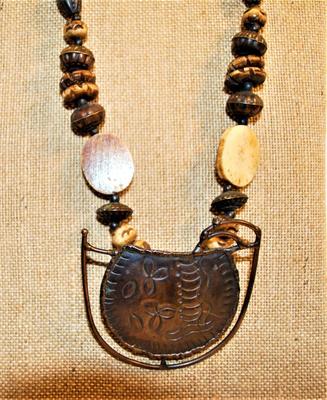 PENDANT Design Necklace on a Heavy Beaded Chain 28" L