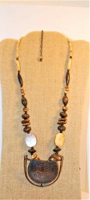 PENDANT Design Necklace on a Heavy Beaded Chain 28" L