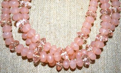 Pale Pink Acrylic Beaded Necklace 16" L