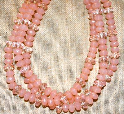 Pale Pink Acrylic Beaded Necklace 16" L