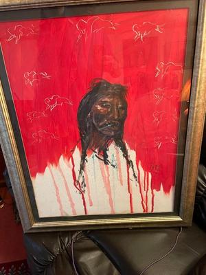 Framed Indigenous Painting, signed Pettit (?) '95