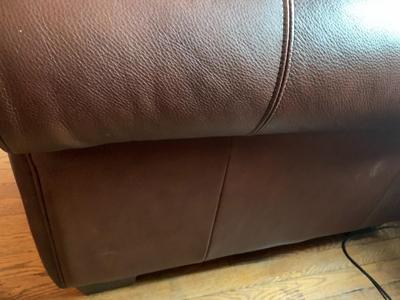 Brown Leather Rolled Arm Lounge Chair