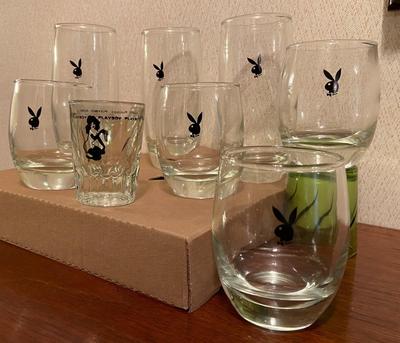 Vintage Playboy Cocktail Glasses Set, With Stirrers