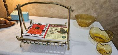 Vintage Brass Magazine Rack