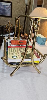 Vintage Brass Magazine Rack