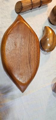 Vintage Hand-carved Wood Fruits and bowl MCM