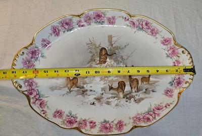 Theodore Haviland Limoges Large Platter Schleiger 877 Game Deer Mountain Lion