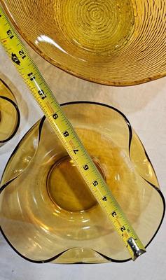 3 vintage Amber Honey Glass Bowls MCM Anchor Hocking