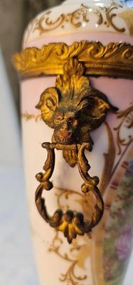 Covered Urn, Jar with lid Sevres Hand painted Porcelain France