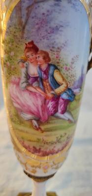 Covered Urn, Jar with lid Sevres Hand painted Porcelain France