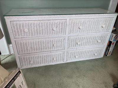 Wicker dresser with glass top