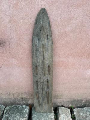Wooden Plank w/ Decorative Square Head Nails