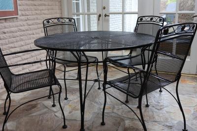Wrought Iron Table and Four Chairs - Kept Indoors