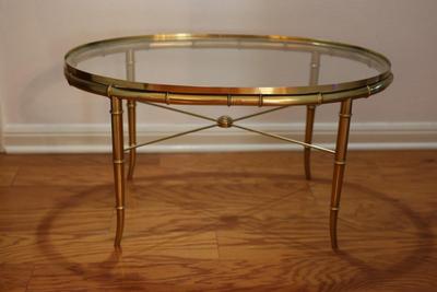 Mid-Century Oval Table with Glass Top