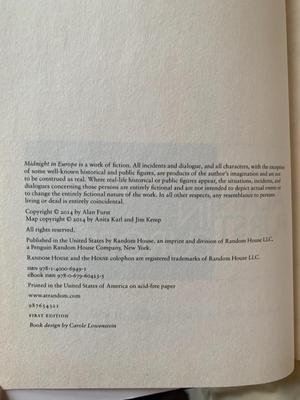 Midnight in Europe by Alan Furst Book SIGNED by author, first edition