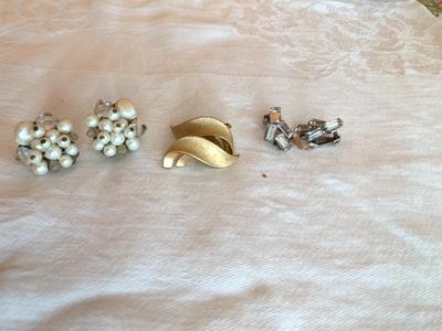 3 Pair vintage clip on earrings including Trifari