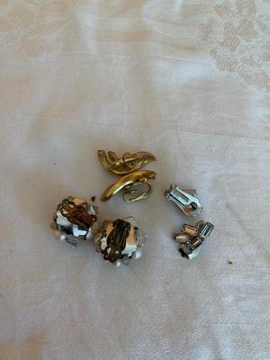 3 Pair vintage clip on earrings including Trifari