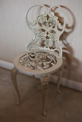 Vintage Rose Pattern Cast Iron Chair