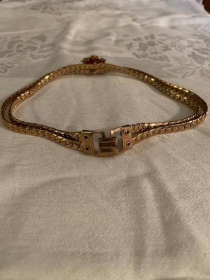 Vintage Gold colored choker/ necklace with rhinestone Center