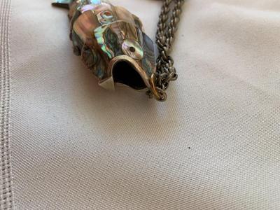 Abalone-covered Articulated Fish necklace