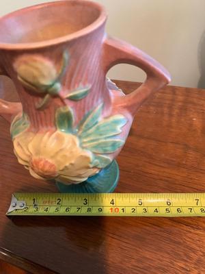 Roseville 168 Coral Peony Vase