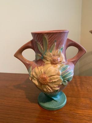 Roseville 168 Coral Peony Vase