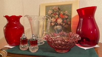 Valentine's Glassware and Ceramic Tile Lot