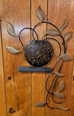 Vintage Brass wall hanging Flower pot with vine