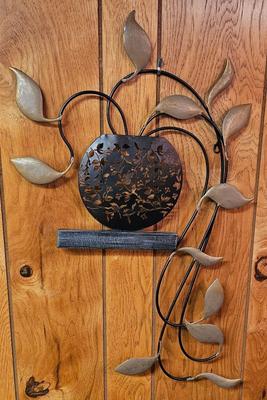 Vintage Brass wall hanging Flower pot with vine