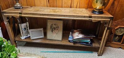 Sofa Console Table. Wood with brass accents 60" long