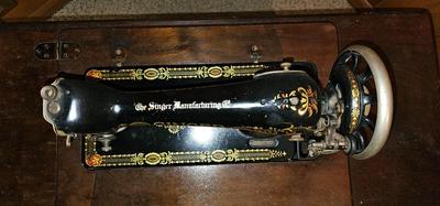 Antique Treadle Singer Sewing Machine Model 66 Red Eye