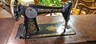 Antique Treadle Singer Sewing Machine Model 66 Red Eye