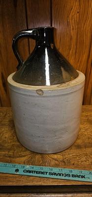 2 gallon Old jug Whiskey Stoneware, tan and brown